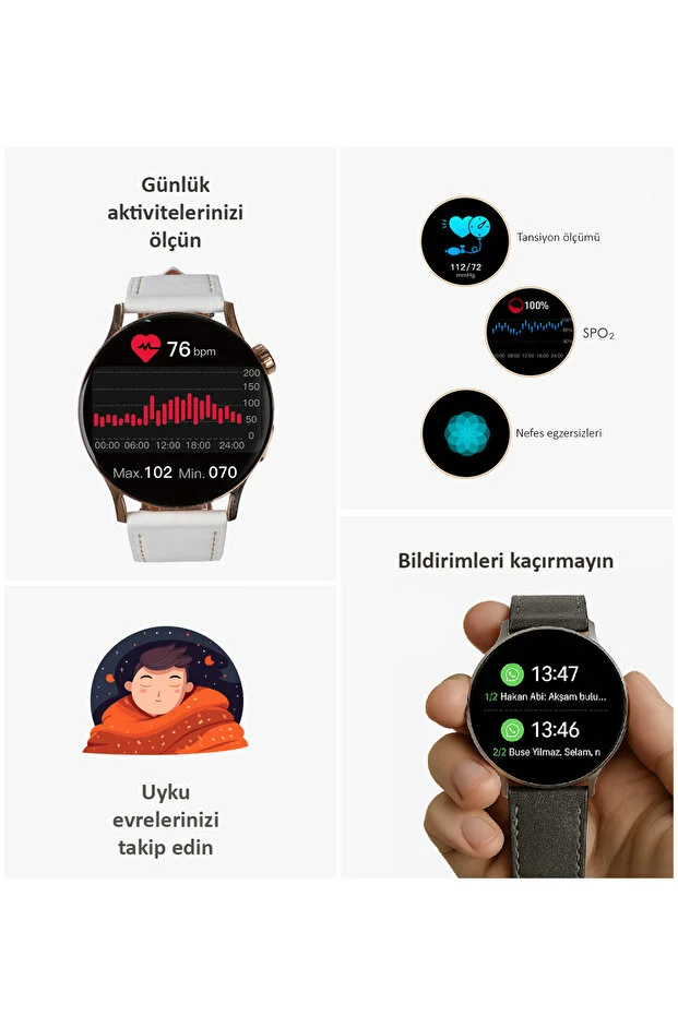 Kompakt Şık Akıllı Saat Sesli Görüşme Özellikli